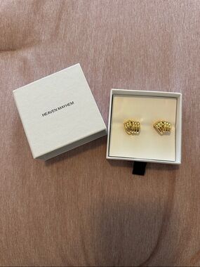 Heaven Mayhem Gold-Tone Sculpted Ribbed Stud Earrings